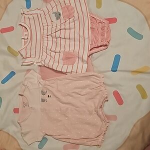 Set of 2 Carter's 3m pink romper and romper dress.